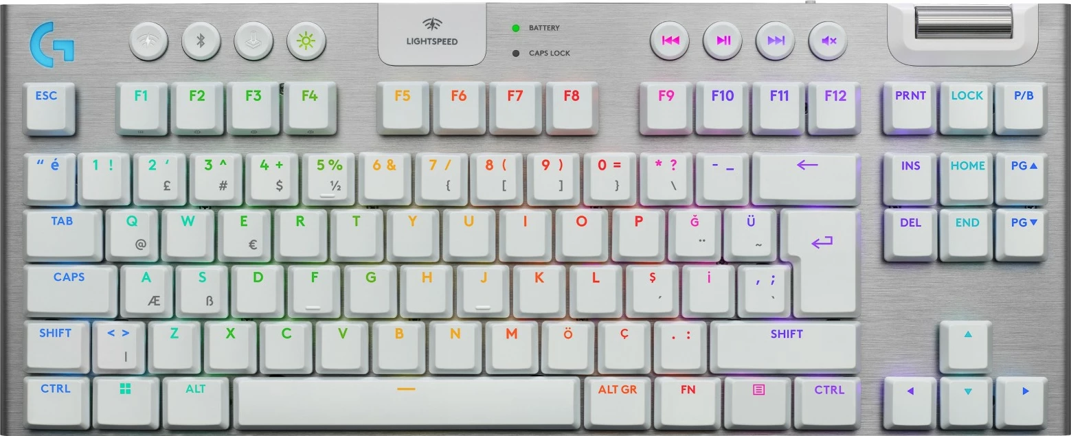 Tastierë gaming Logitech G915 X LIGHTSPEED TKL, Wired & Wireless, RGB, e bardhë