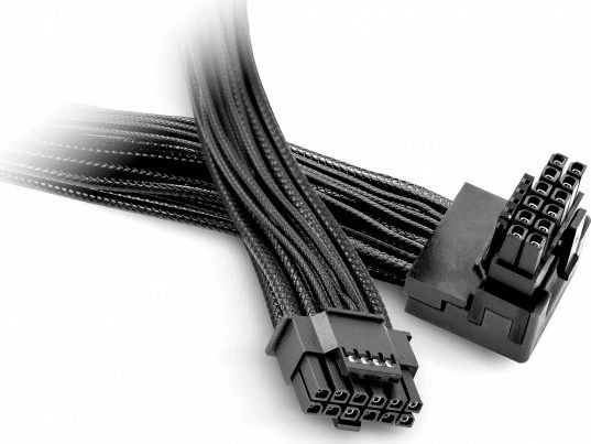 Kablle energjie 12VHPWR PCIe, be quiet!, BC073, 0.7 m, 12-pin x2, 90°, 600 W, e zezë