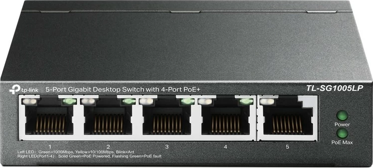 Switch TP-Link TL-SG1005LP, Gigabit Ethernet, PoE, i montueshëm në mur