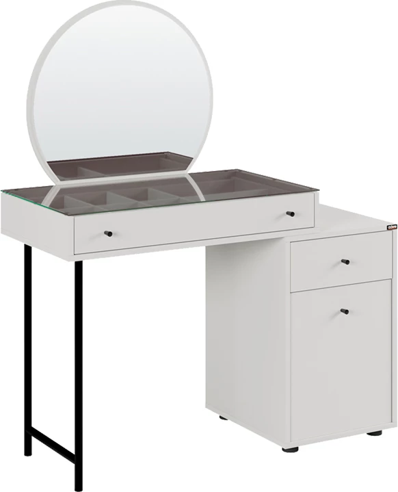 Tavolinë grimi për dhomën e gjumit me pasqyrë Princesa Pakoworld, në ngjyrë mink, 108x47x130cm