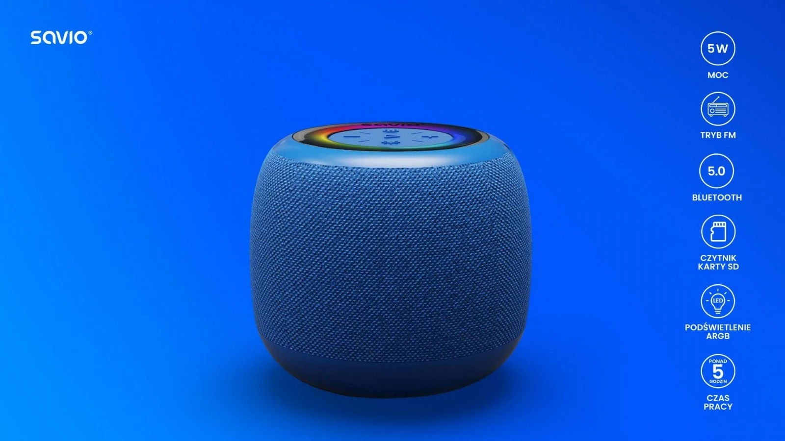 Altoparlant portativ Savio BS-042, Bluetooth 5W, Kaltër