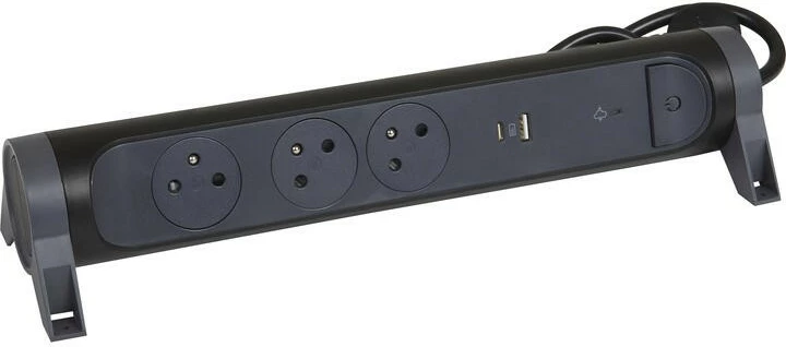 Zgjatues Legrand 049425, 3 prizë, 2 USB (USB-A/USB-C), 1.5m, i zi