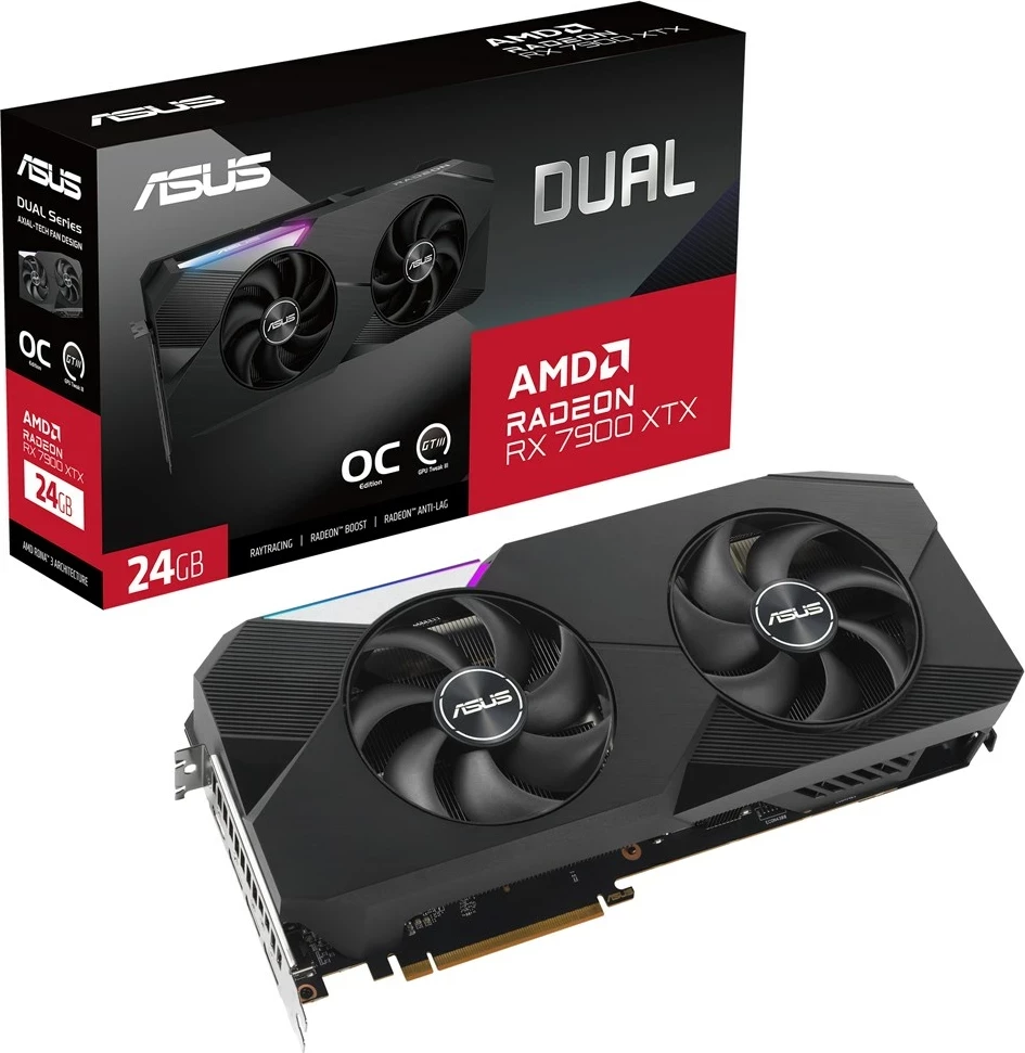 Kartelë grafike ASUS Dual RX7900XTX, 24 GB GDDR6, E zezë