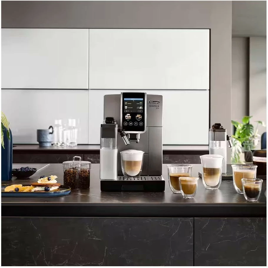 Aparat kafeje DeLonghi Dinamica Plus ECAM 380.95.TB, 1450W, ekran me prekje 3.5\" TFT, depo kokrrash 300g, e zezë