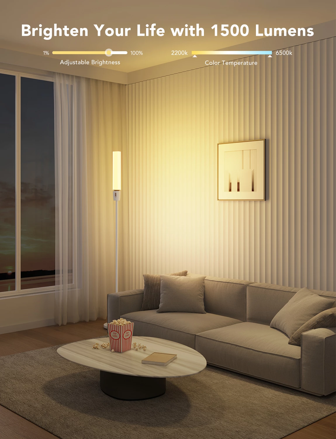 Llambë dyshemeje Govee RGBICWW Cylinder H6078, 140 cm, smart me aplikacion, prizë EU