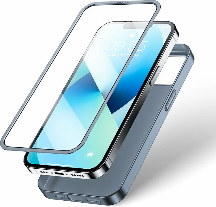 Mbështjellës Joyroom JR-BP927 për iPhone 13, 360 gradë, xham i temperuar, Gri