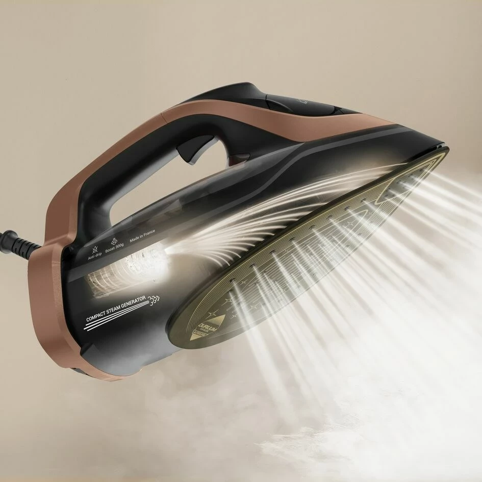 Hekur me avull Tefal Ultimate Power Pro FV9E50 3200 W, Durilium AirGlide Autoclean, kabllo 2 m, Zi/Bakër