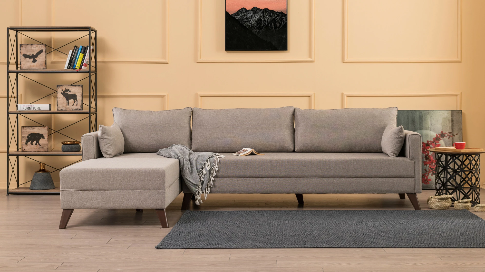 Këndare Bella, ngjyrë krem, Atelier del Sofa, kënd majtas