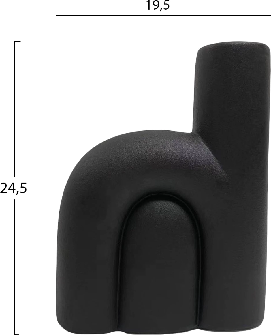 Dekor tavoline qeramike, ngjyrë e zezë mat, FH4640.02, 19.5x7x24.5H cm