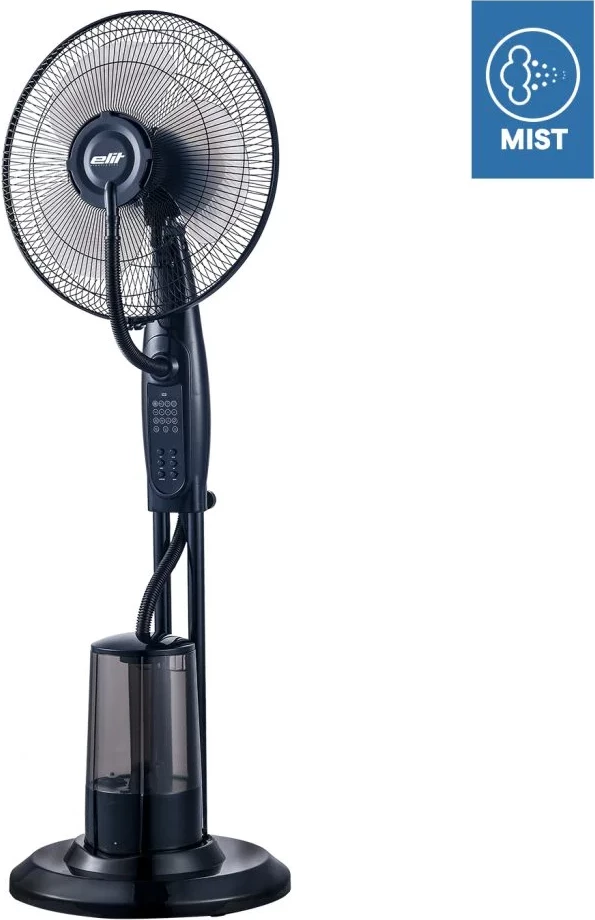 Ventilator në këmbë Elit FSM-4012N 16" me mjegullues, 75W, depo uji 3.2L, 3 shpejtësi, telekomandë, timer 7.5h, i zi