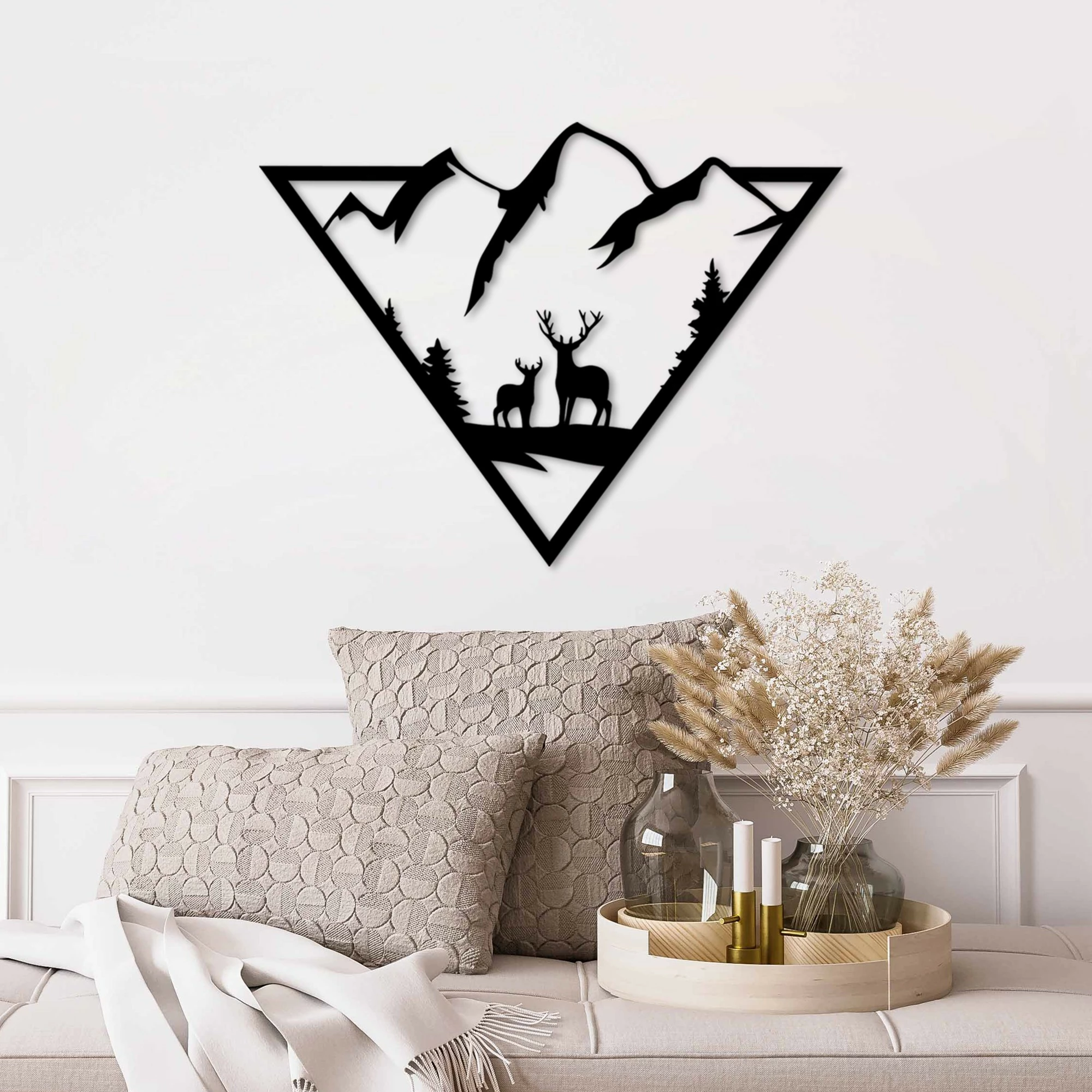 Aksesor dekorativ metalik për mur Wallity, nënë dhe bir, 42x55cm, ngjyrë e zezë