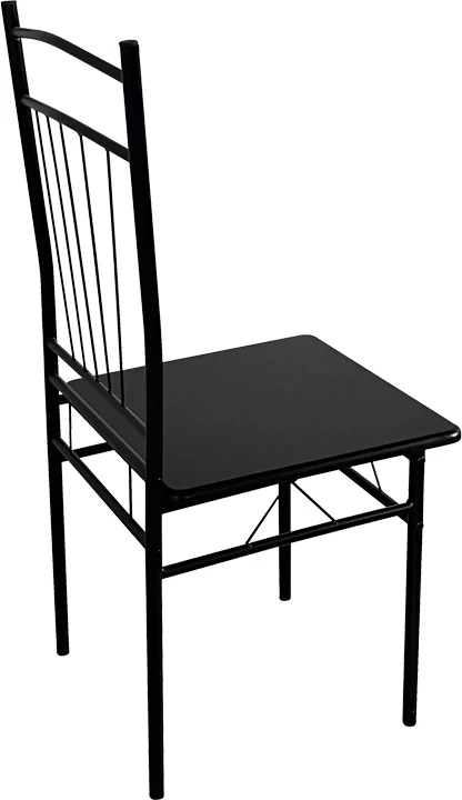 Tavolinë me karrige Roza II, set 5 copë, MDF, këmbë metalike të zeza, 110x60x74cm