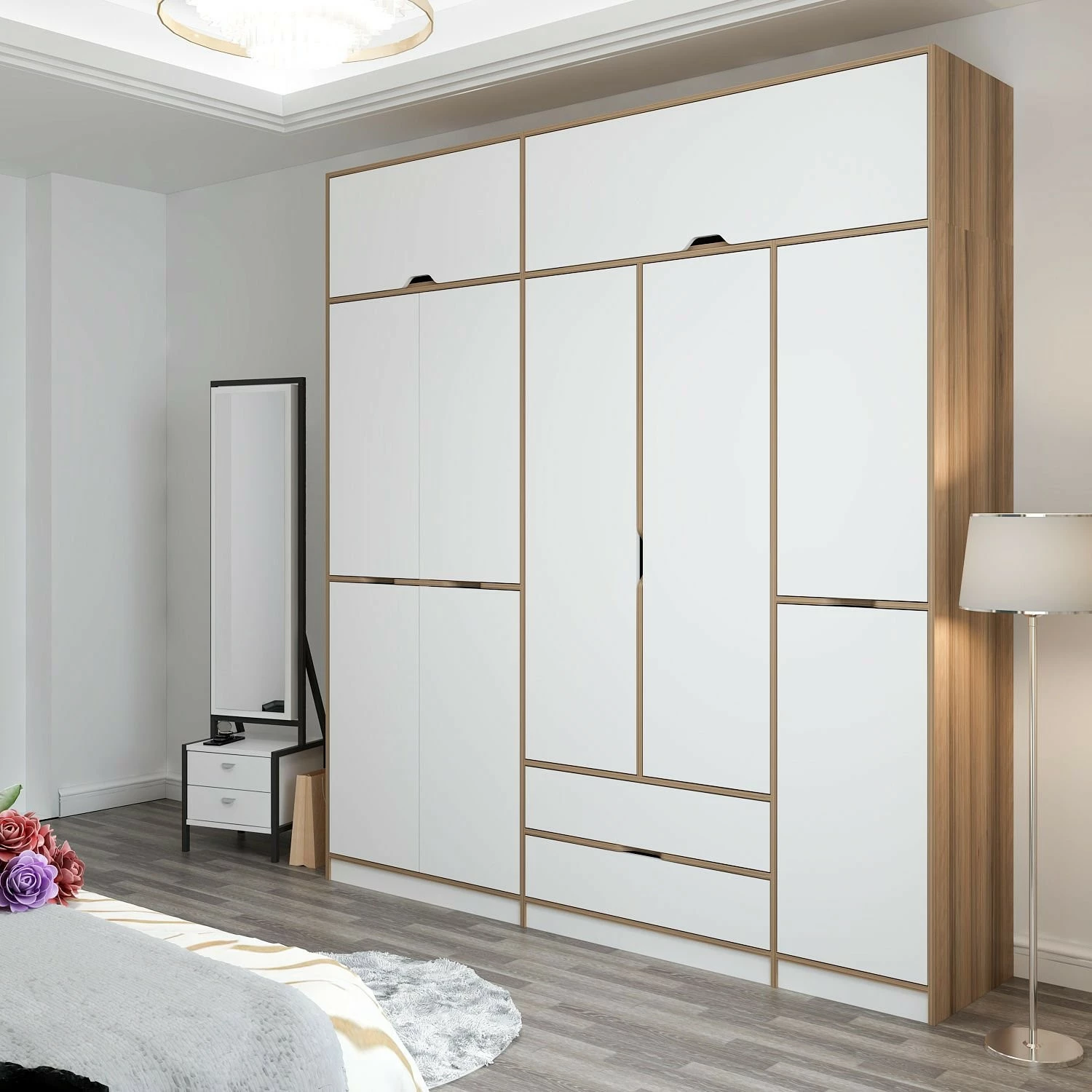 Dollap për rroba, ngjyrë e bardhë dhe dore, Skye Decor Elina - 8913