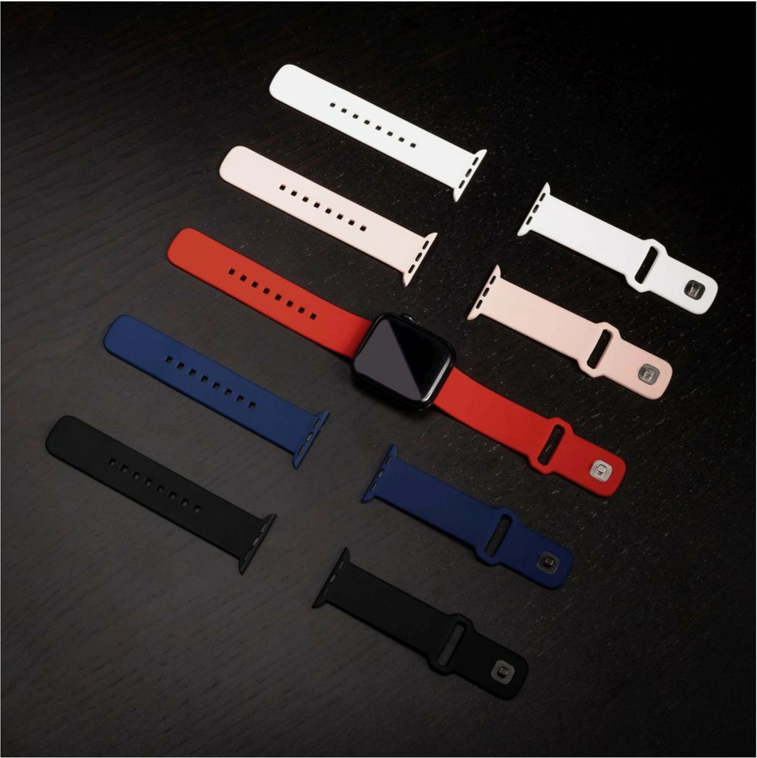 Rrip silikoni Fixed për Apple Watch 42/44/45 mm, 3 copë, i bardhë