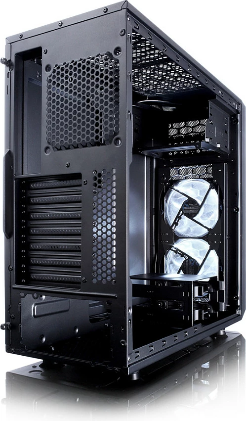 Kasë Fractal Design Focus G Midi Tower, ATX, micro ATX, ITX, e zezë, me dritare anësore dhe LED të bardhë