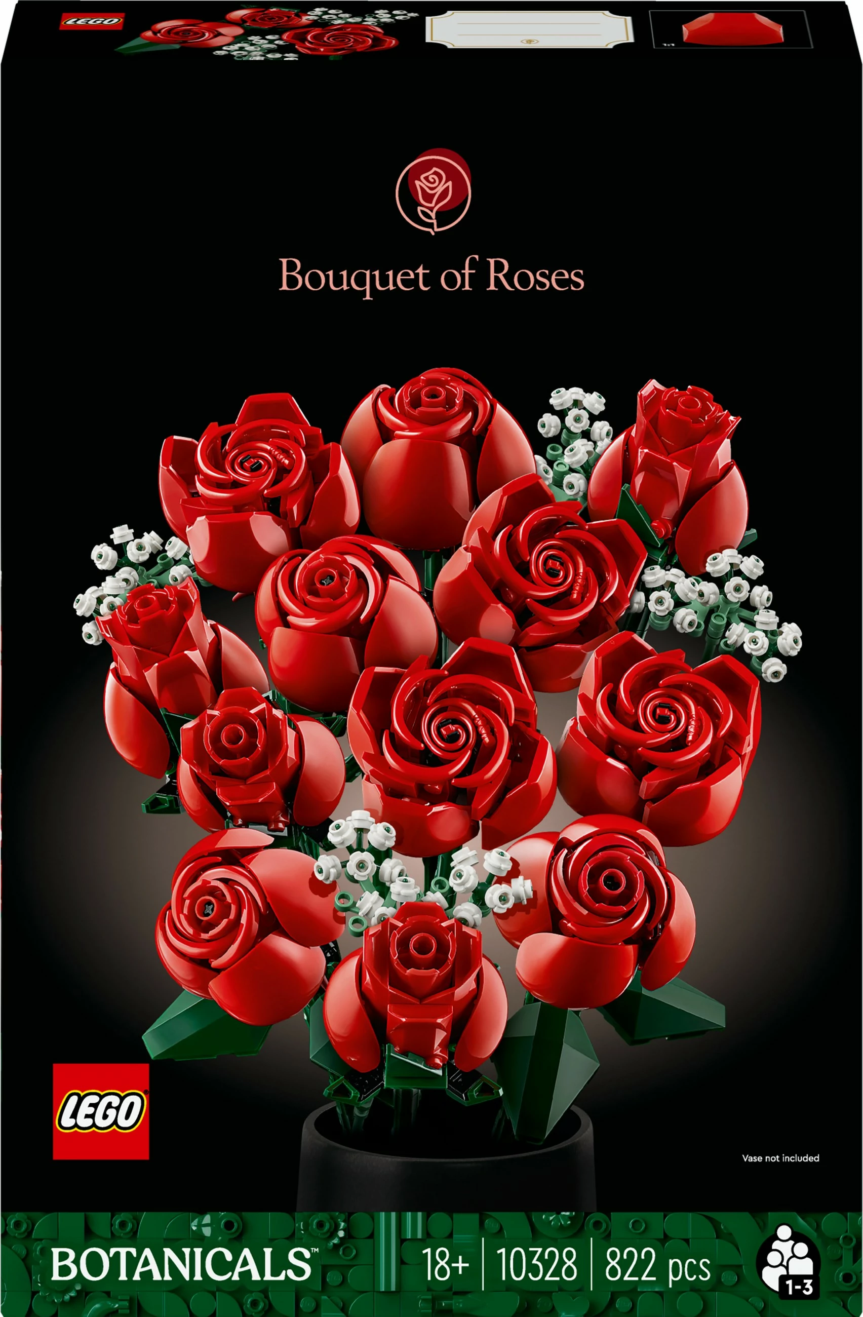 Set ndërtimi LEGO Bouquet of Roses, 822 copë, shumëngjyrësh