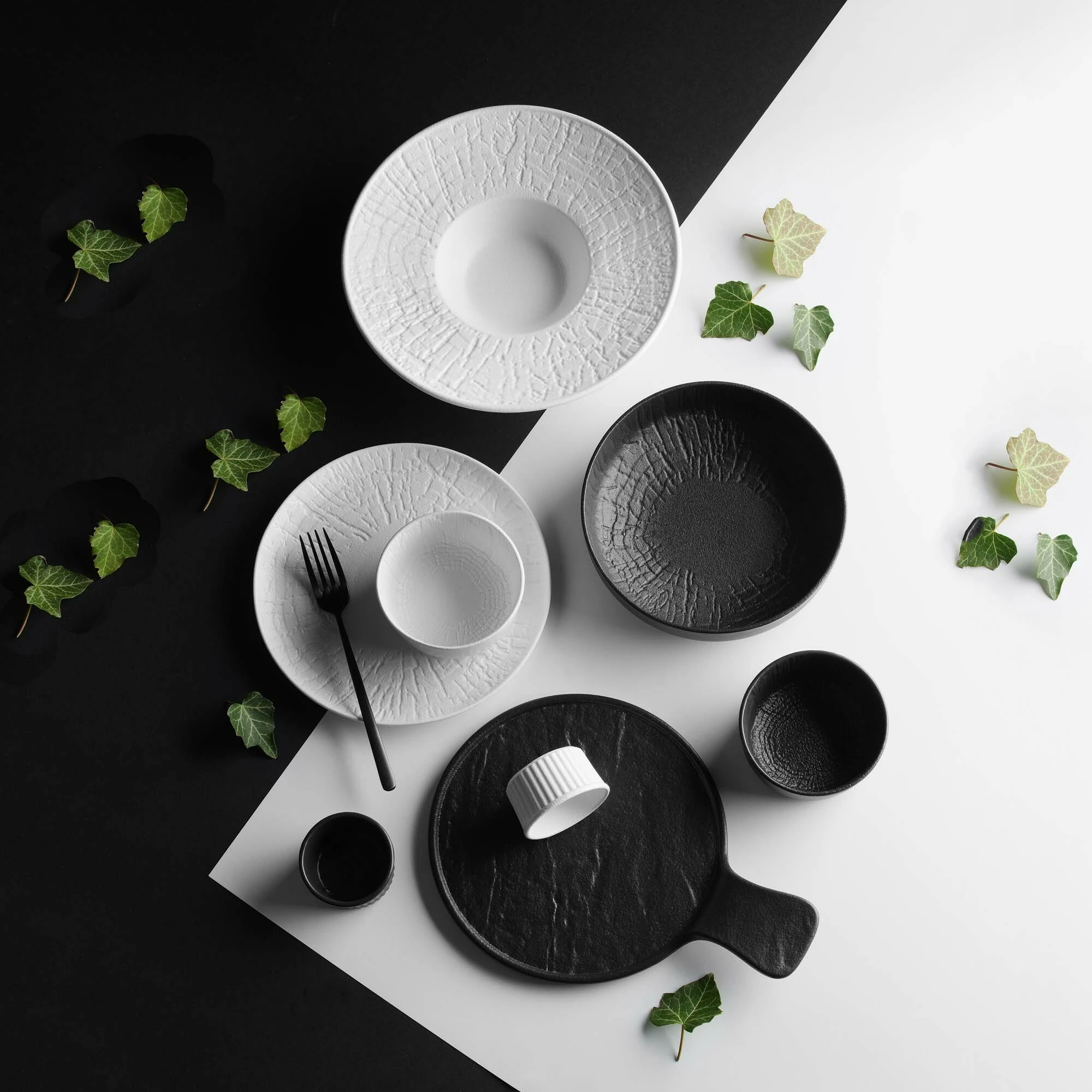 Pjatë shërbimi Fine Dine Nordic 300x220x30mm, porcelan, e bardhë, set 3 copë