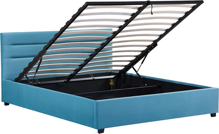 Krevat dopio Molito kadife ngjyrë petrol me depo 160x200cm