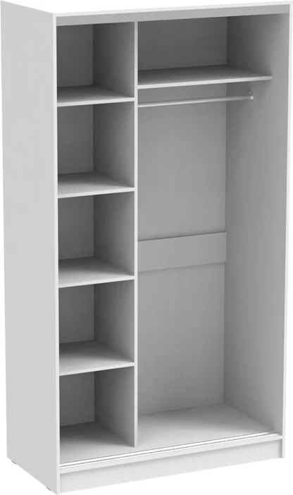 Dollap rrëshqitës dy-fletësh me pasqyrë, ngjyrë e bardhë, 120x60x220cm