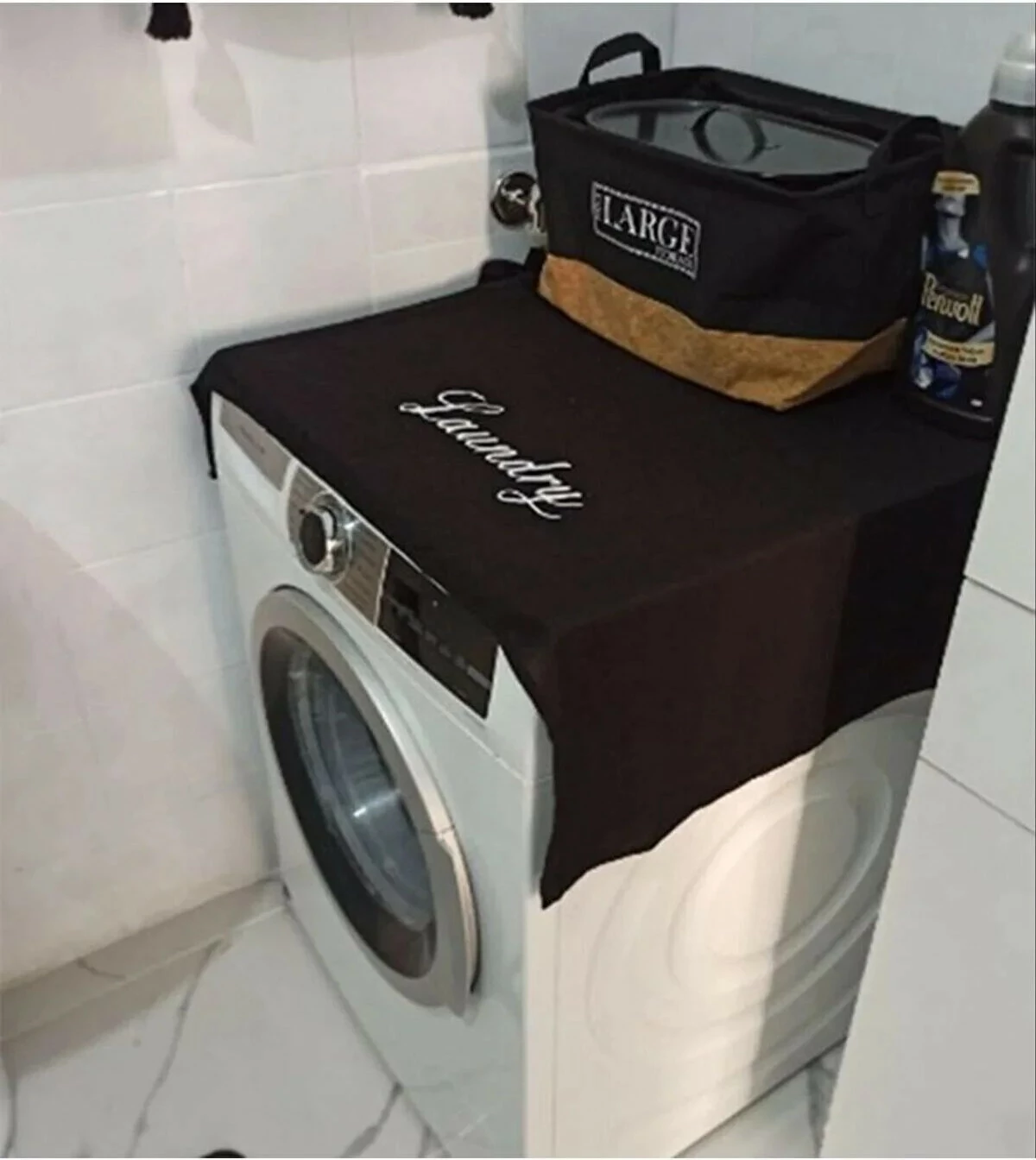 Mbulesë për lavatriçe Mijolnir, e zezë, 90x60cm