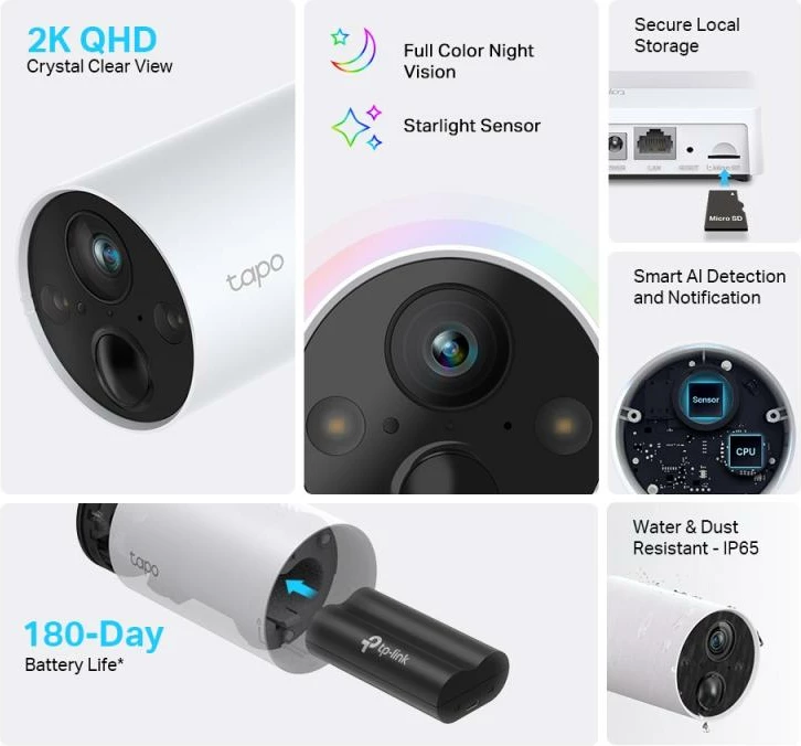 Kamerë rrjeti, TP-Link Tapo C420, 4MP, bardh e zezë