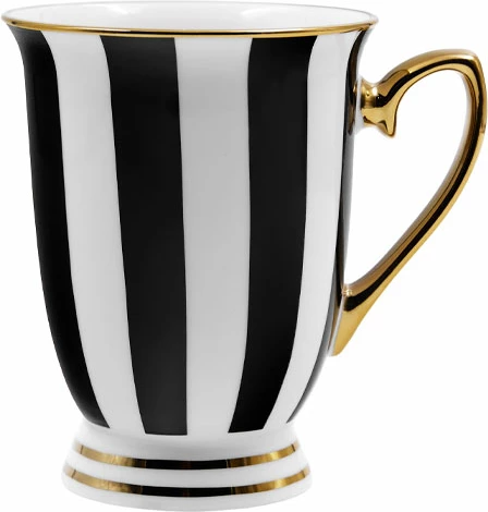 Filxhan britanik, porcelan New Bone China, bardhë, zi, ar, 9x9x11cm