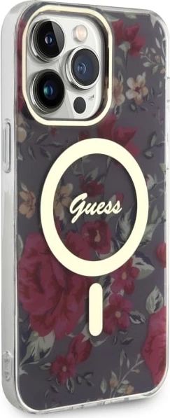 Mbështjellës Guess GUHMP14XHCFWSA për iPhone 14 Pro Max 6.7", Flower MagSafe, Gjelbër