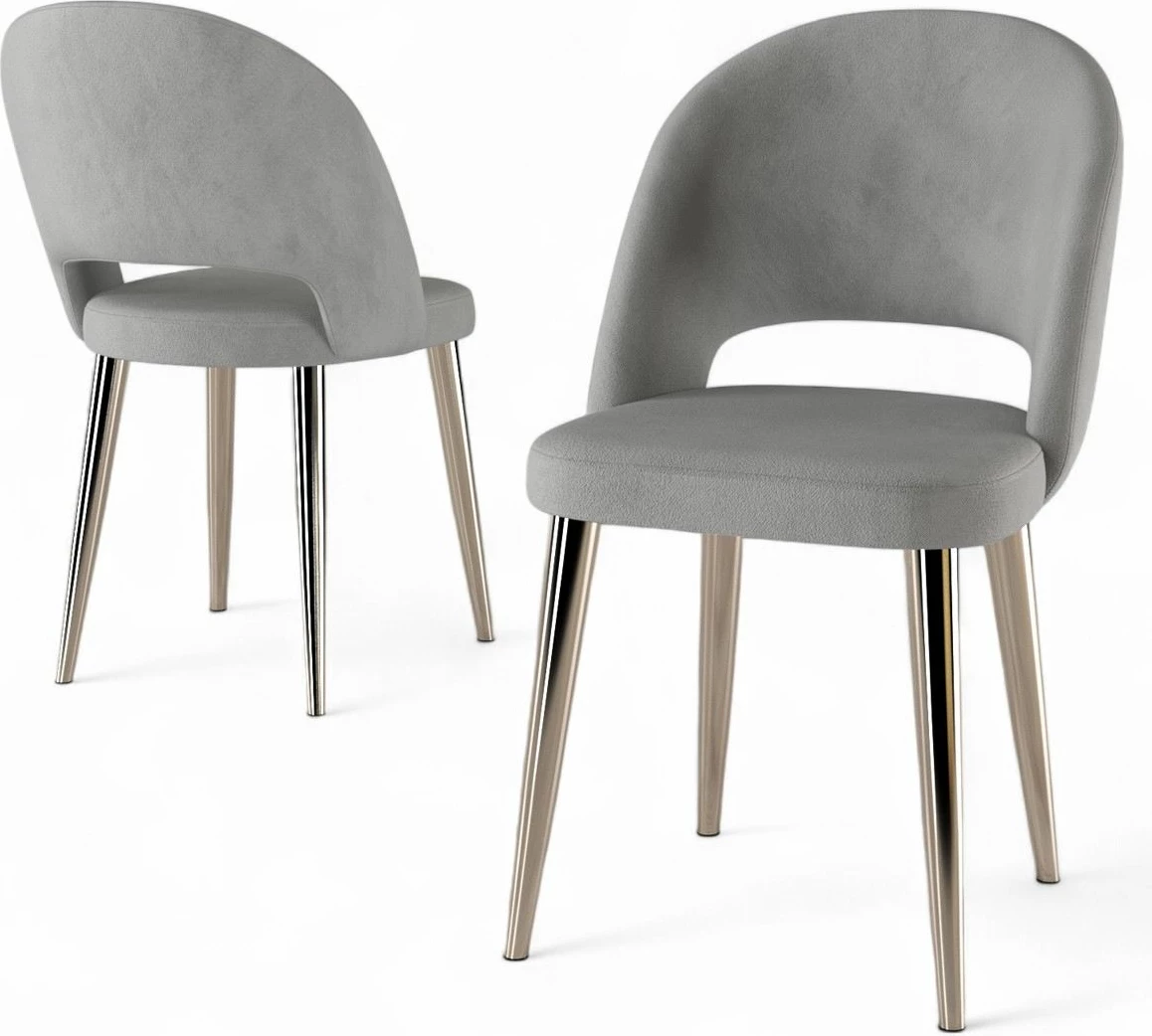 Set karrigesh (4 copë), Hanah Home, ngjyrë gri, këmbë kromi