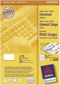 Etiketa vetëngjitëse, Avery Zweckform, 3666, 38 x 21.2 mm, A4, 100 fletë, e bardhë