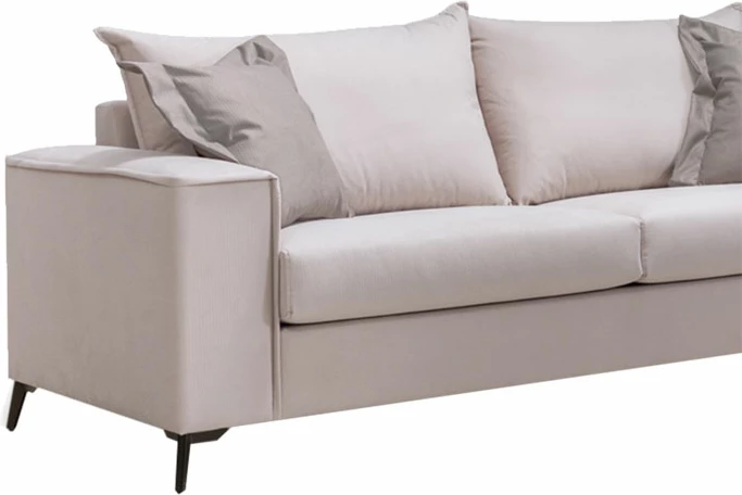 Divan Verona 3 ulëse, krem - jastëkë moka, 225x93x100cm