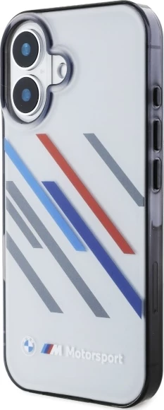 Mbështjellës BMW Motorsport IML Random Stripes për iPhone 16 Plus, Gri