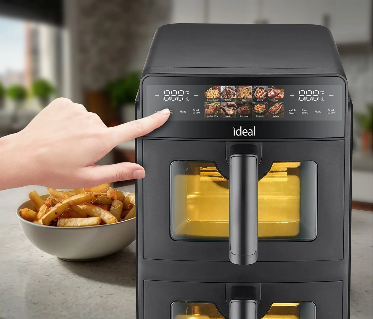 Fritezë ajri ELDOM IK1560, 10 programe, 1.5 kg, e zezë, dyfishe