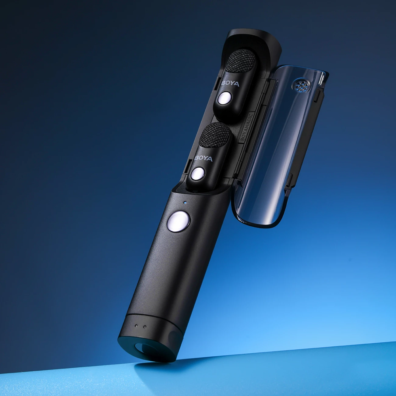 Mikrofon pa kabllo BOYA Magic-02 2.4GHz USB-C, set 2x transmitter + receivera + kuti karikimi, i zi