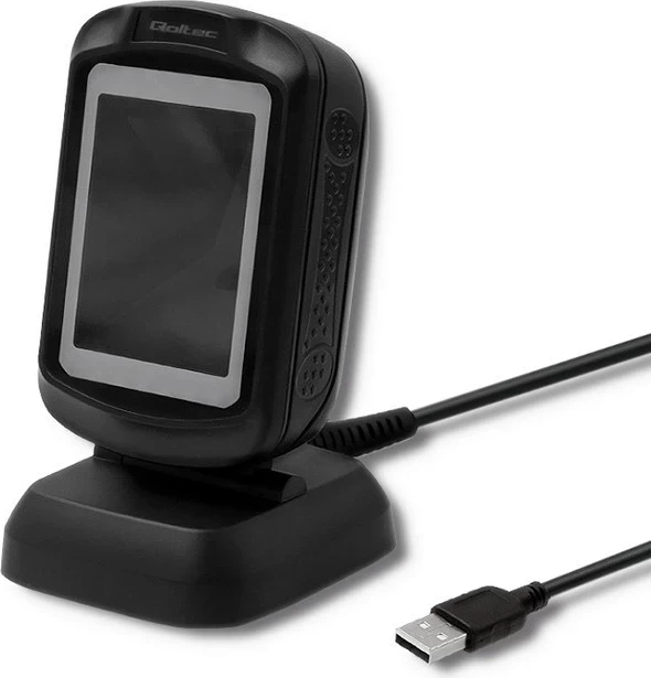Skaner barkodi dhe QR Qoltec 50864, USB, i zi