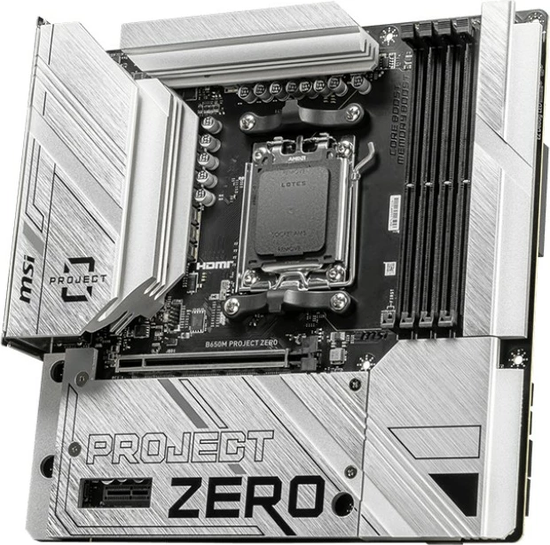 Pllakë amë MSI B650M PROJECT ZERO, Socket AM5, 128 GB, DDR5-SDRAM, argjendtë