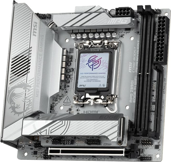 Pllakë amë MSI MPG Z890I EDGE TI WIFI, Intel, LGA 1851, 128 GB, DDR5-SDRAM, Bardhë