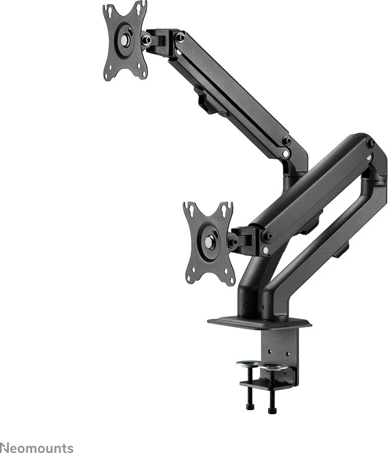 Krah monitori Neomounts FPMA-D650DBLACK, për 2 monitorë, 17-27 inç, rregullim lartësie me gas spring, ngjyrë e zezë