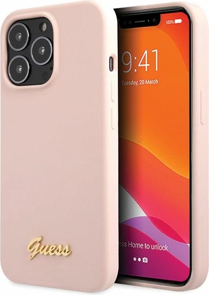 Mbështjellës Guess GUHCP13XLSLMGLP për iPhone 13 Pro Max 6.7", silikon, rozë e çelur