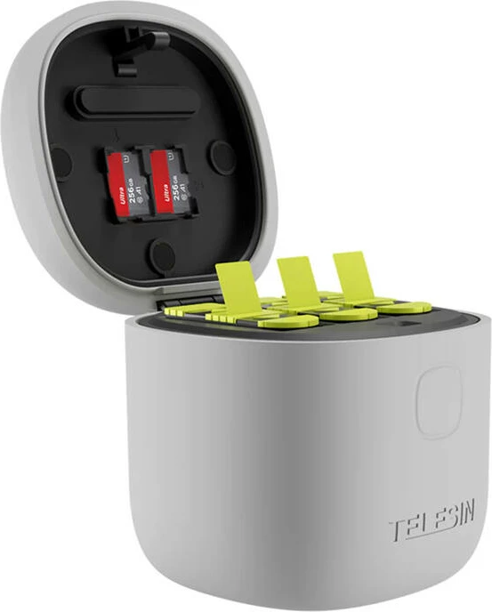 Karikues tre-kanalësh me 3 bateri për GoPro Hero 12/11/10/9 Telesin Allin Box, verdhë