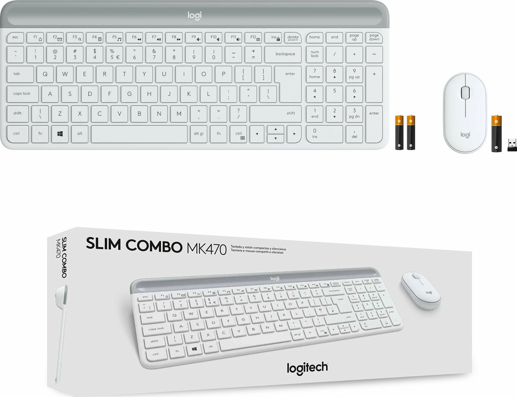 Set tastierë + maus Logitech MK470 (920-009205), pa kabllo 2.4GHz, US INTL, e bardhë