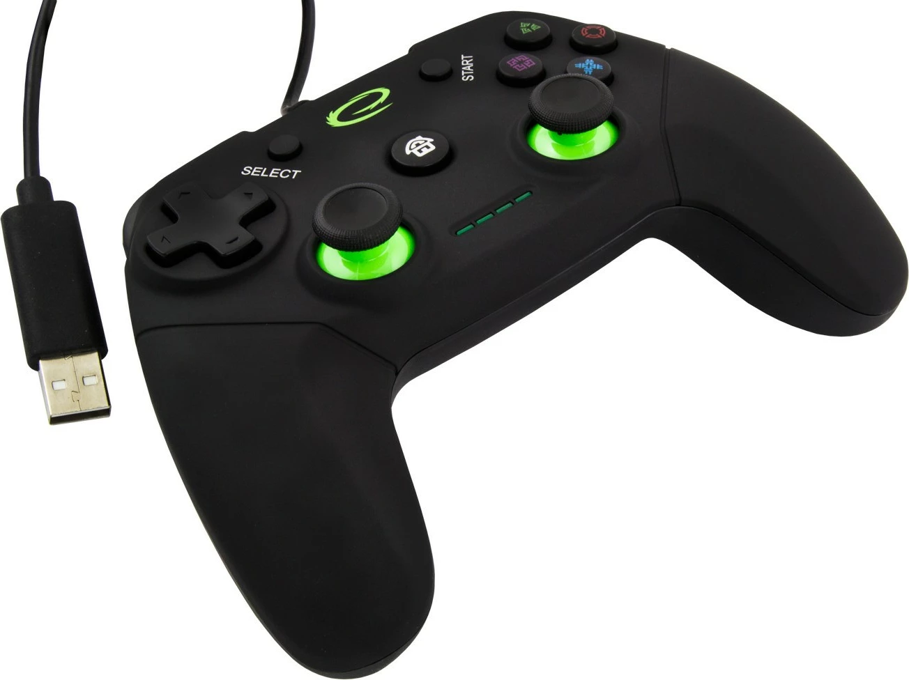 Gamepad Esperanza EGG110K për PC/PS3, me kabllo, i zi/gjelbër