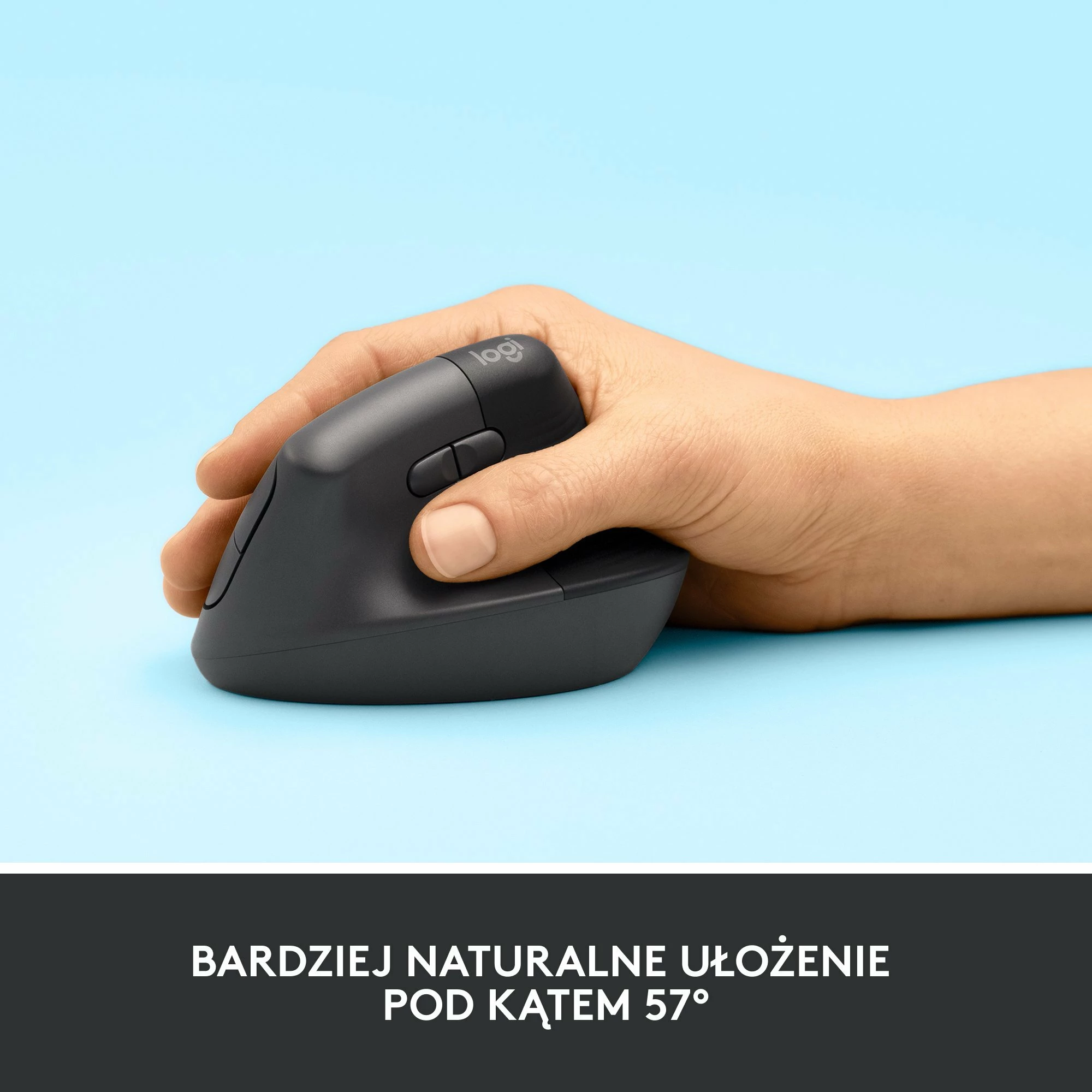 Maus Logitech Lift 910-006473, wireless vertikal ergonomik, 4000 DPI, Bluetooth/USB, Graphite