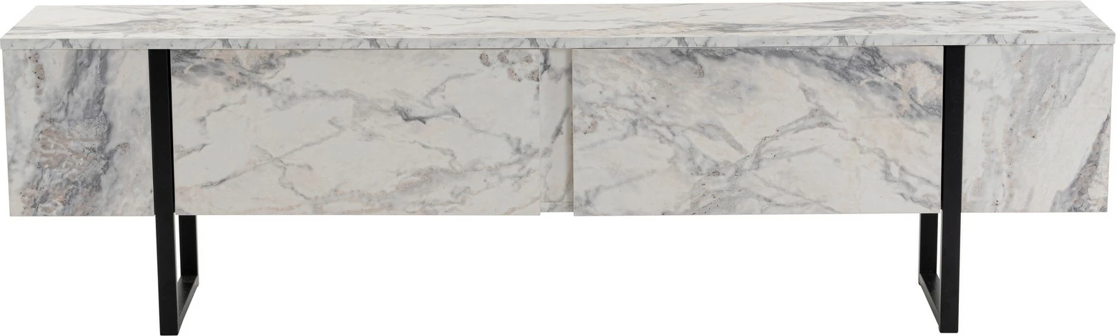 Komodë televizori Nordure, ngjyrë Freesia Marble, e zezë