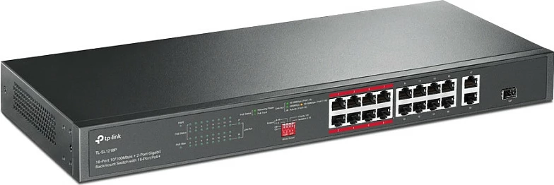 Switch TP-Link TL-SL1218P 16-portë Gigabit PoE, i zi