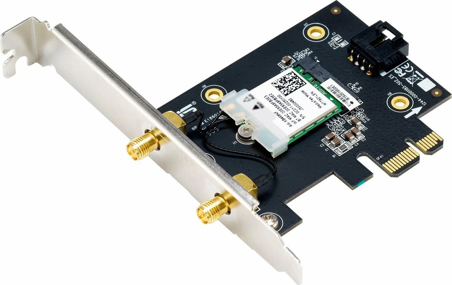 Kartë rrjeti Wi‑Fi Asus PCE-AXE5400 (90IG07I0-ME0B10), PCIe, Wi‑Fi 6E, Bluetooth 5.2, 2402 Mbps, WPA3, e zezë