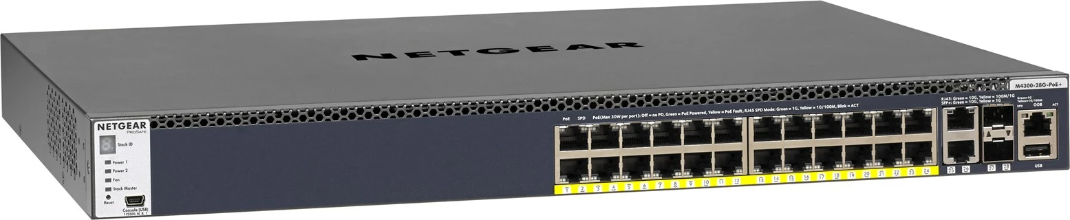 Switch NETGEAR M4300-28G-PoE+, i menaxhuar, Ethernet 10G, PoE+, 1U, Zi