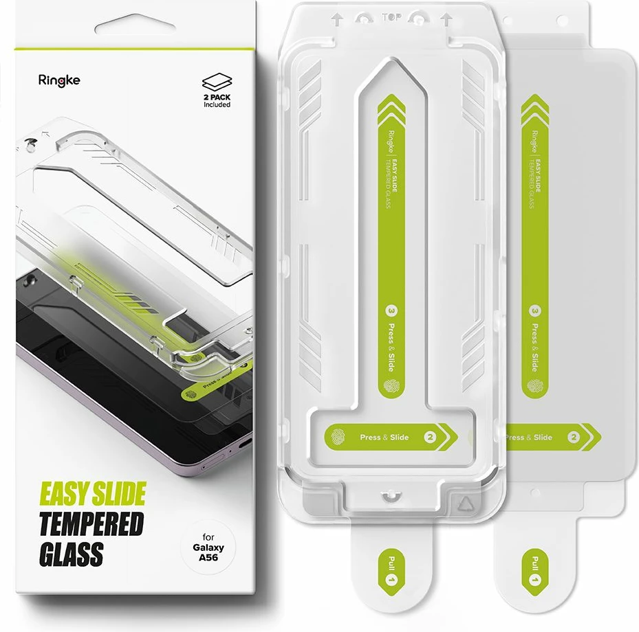 Xham i temperuar Ringke Easy Slide për Samsung Galaxy A56 5G, 2 copë, Transparent