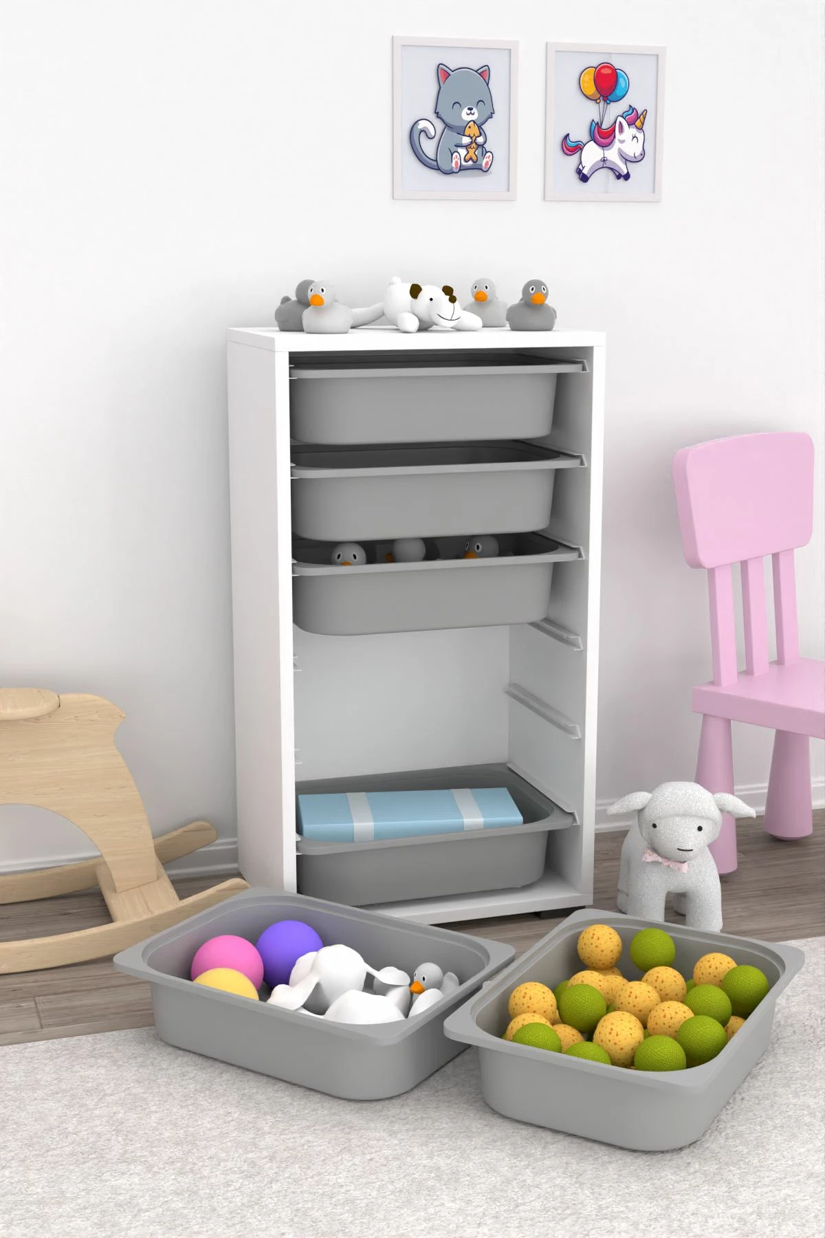 Dollap multifunksional Hanah Home, bronz 6N, i bardhë, gri