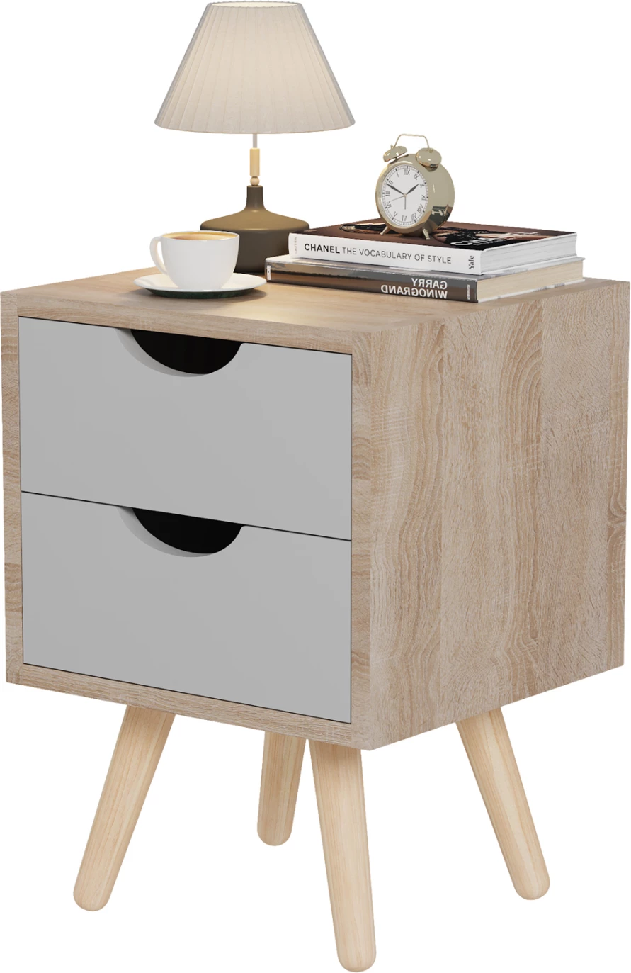 Komodinë për natë DINKL FH2472.05 melaminë-2 sirtarë, ngjyrë sonama-gri, 29,7x29,7x45H cm