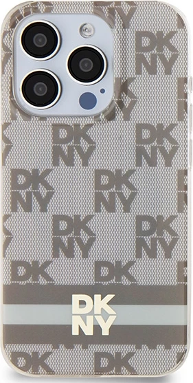 Mbështjellës DKNY IML Checkered Mono Pattern & Printed Stripes MagSafe për iPhone 13 Pro/13, Bezhe